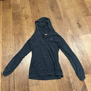 Puma Women's Charcoal Grey athletic Hoodie Top